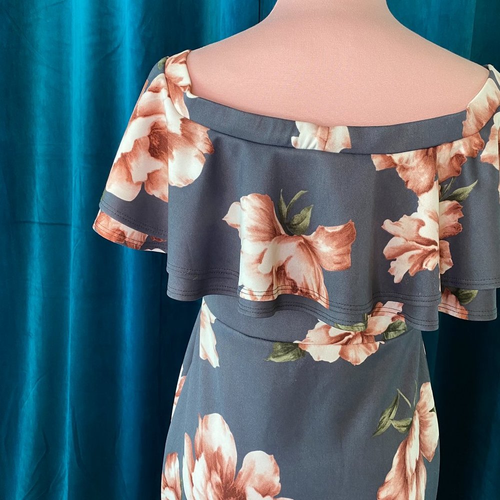 Blooms In The City Off Shoulder Floral Ruffle Mini Dress - Picture 9 of 9